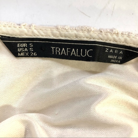 Zara Trafaluc cream off white lace minidress 3/4 sleeves open back bodycon S - Picture 9 of 9